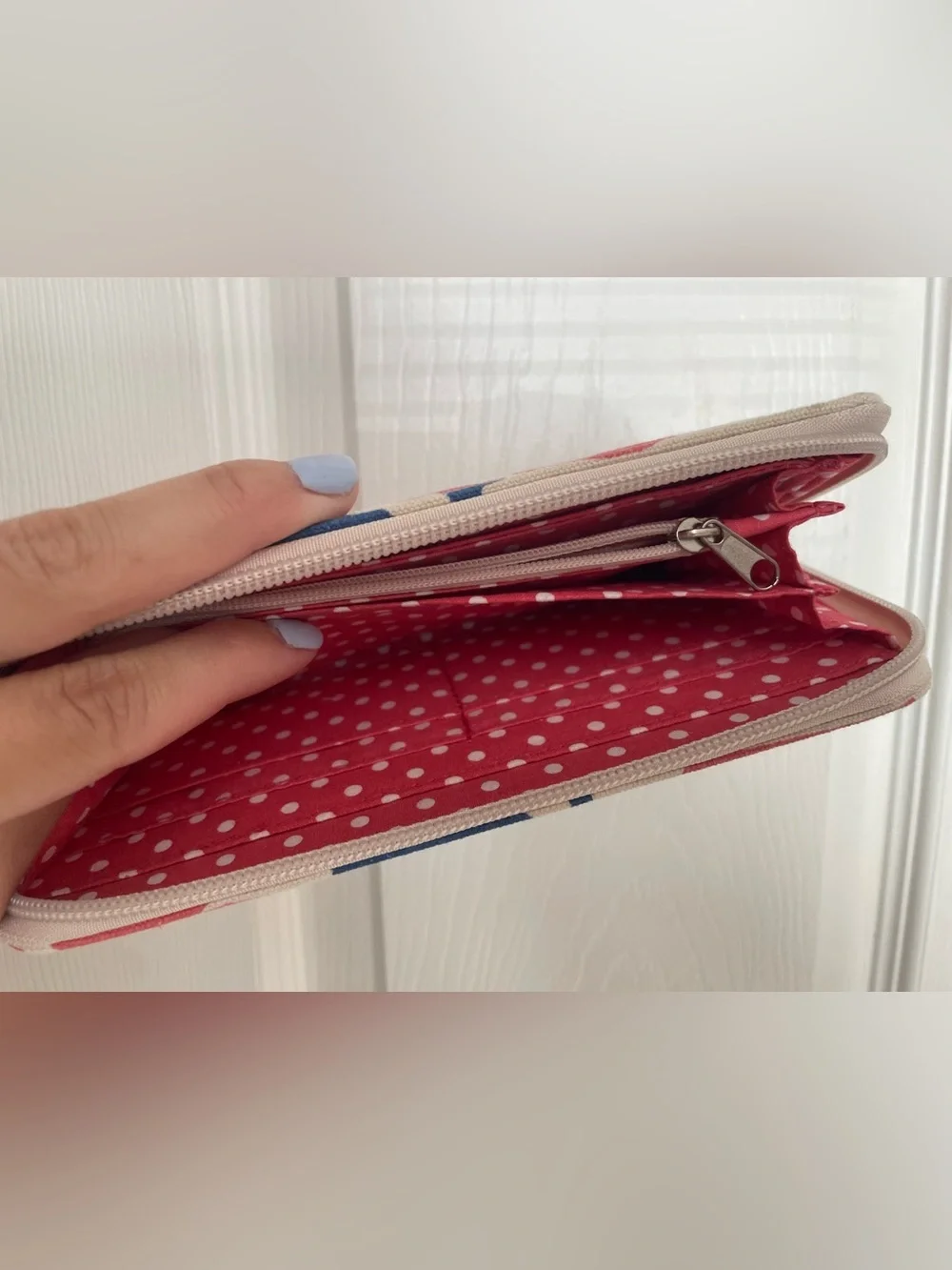 bungalow 360 Canvas Zip Wallet - Blue & Coral Whale Pattern 8x4 inches